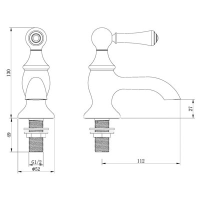 Plum&Clay Ashford Nickel Traditional Bathroom Basin Pillar Taps