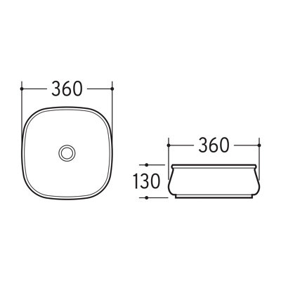 Plum&Clay Athena Gloss White Ceramic Rounded Counter Top Basin (W)360 (D)360mm