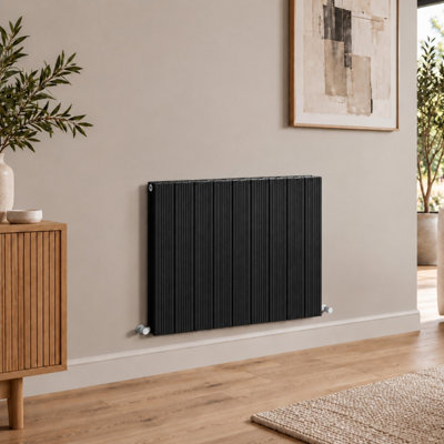 Plum&Clay Auren Black Aliminium Horizontal Double Panel Radiator ...