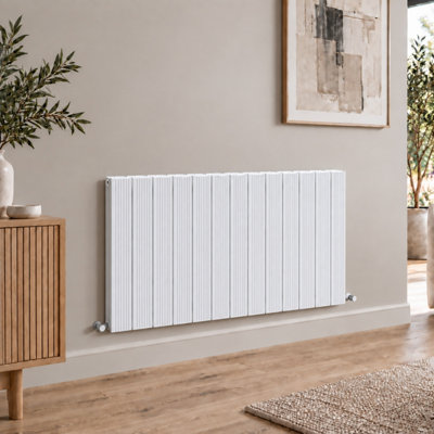 Plum&Clay Auren White Aliminium Horizontal Double Panel Radiator ...