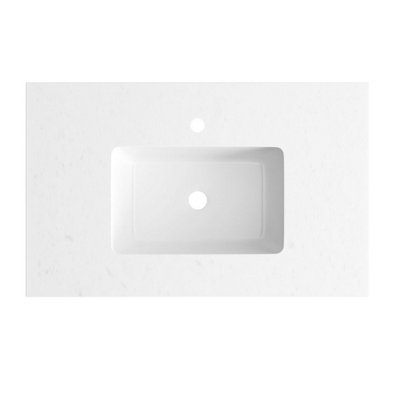 Plum&Clay Beckett Inset Ceramic Vanity Basin with White Quartz Worktop (W)650mm