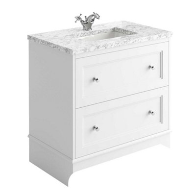 Plum&Clay Beckett White Floor Standing Traditional Bathroom Vanity Unit & Basin (W)800mm (H)850mm