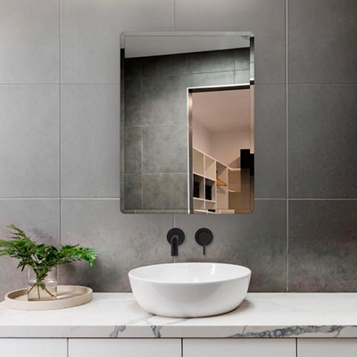Plum&Clay Bellio Rectangular Bevelled Edge Frameless Mirror (H)600mm (W)450mm