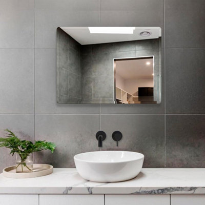 Plum&Clay Bellio Rectangular Bevelled Edge Frameless Mirror (H)600mm (W)450mm