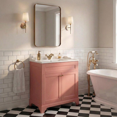 Plum&Clay Belmont Floor Standing Vanity Unit in Pink With Ceramic Basin ...