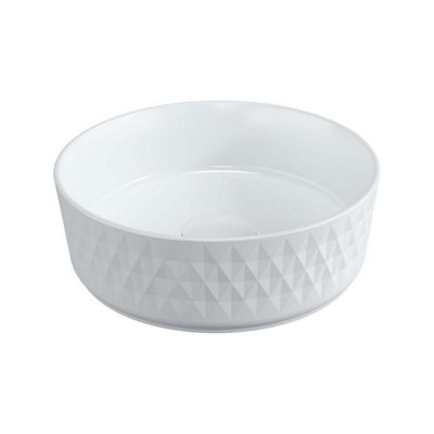 Plum&Clay Billie Gloss White Ceramic Round Textured Counter Top Basin (W)360mm