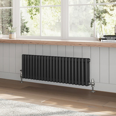 Plum&Clay Braxton Black Triple Horizontal Column Radiator - 300x1010mm
