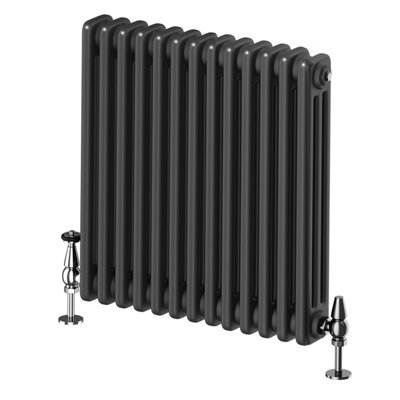 Plum&Clay Braxton Black Triple Horizontal Column Radiator - 600x605mm