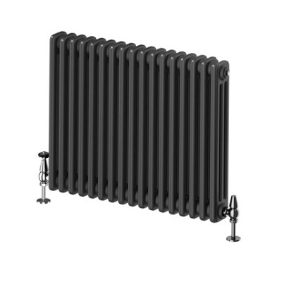 Plum&Clay Braxton Black Triple Horizontal Column Radiator (H)600mm (W)785