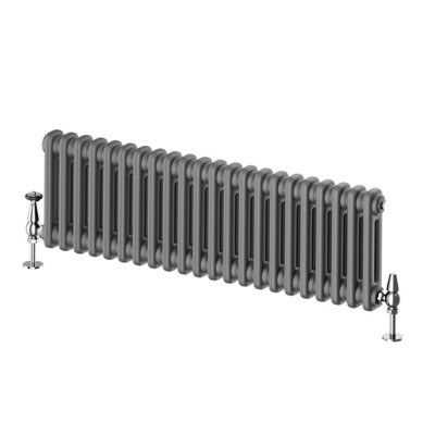 Plum&Clay Braxton Grey Double Horizontal Column Radiator - 300x1010mm