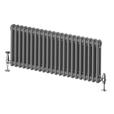Plum&Clay Braxton Grey Double Horizontal Column Radiator - 400x1010mm