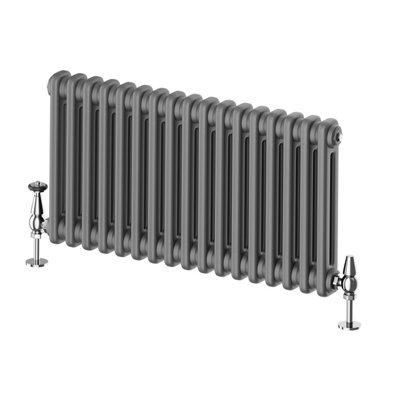 Plum&Clay Braxton Grey Double Horizontal Column Radiator - 400x785mm