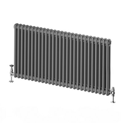 Plum&Clay Braxton Grey Double Horizontal Column Radiator - 600x1190mm