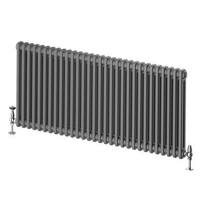 Plum&Clay Braxton Grey Double Horizontal Column Radiator - 600x1370mm