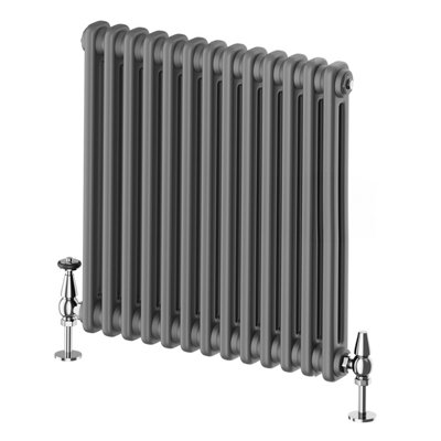 Plum&Clay Braxton Grey Double Horizontal Column Radiator - 600x605mm