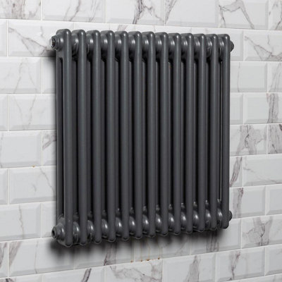Plum&Clay Braxton Grey Double Horizontal Column Radiator - 600x605mm