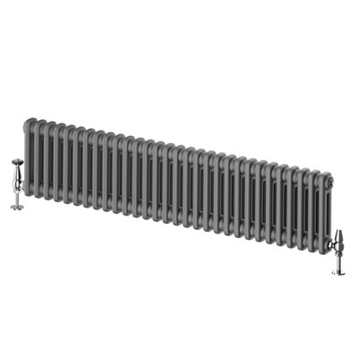 Plum&Clay Braxton Grey Double Horizontal Column Radiator (H)300mm (W)1370