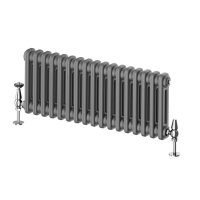 Plum&Clay Braxton Grey Double Horizontal Column Radiator (H)300mm (W)785