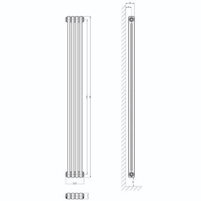 Plum&Clay Braxton Grey Double Vertical Column Radiator - 1800x200mm