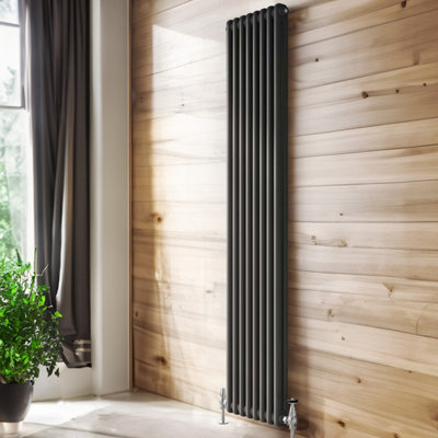 Plum&Clay Braxton Grey Double Vertical Column Radiator - 1800x380mm