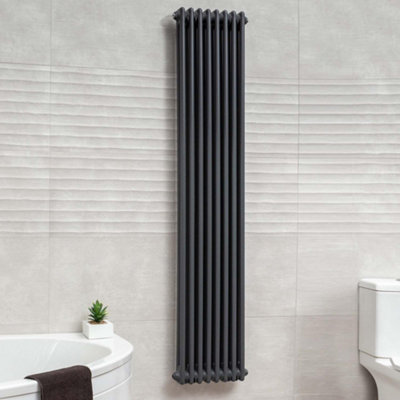 Plum&Clay Braxton Grey Double Vertical Column Radiator - 1800x380mm