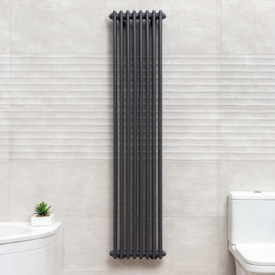 Plum&Clay Braxton Grey Double Vertical Column Radiator - 1800x380mm