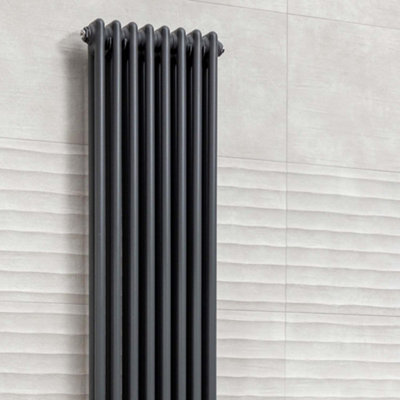 Plum&Clay Braxton Grey Double Vertical Column Radiator - 1800x380mm