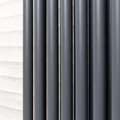 Plum&Clay Braxton Grey Double Vertical Column Radiator - 1800x380mm