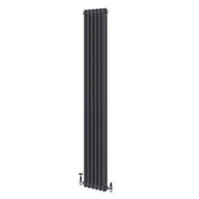 Plum&Clay Braxton Grey Double Vertical Column Radiator (H)1800mm (W)290mm