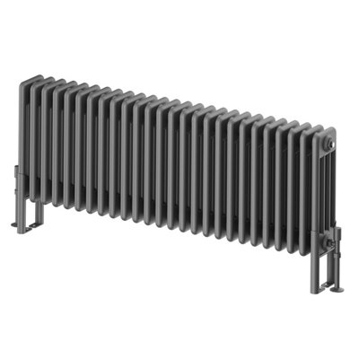 Plum&Clay Braxton Grey Quadruple Horizontal Column Radiator (H)400mm (W)1190