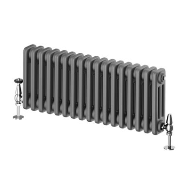 Plum&Clay Braxton Grey Triple Horizontal Column Radiator (H)300mm (W)785