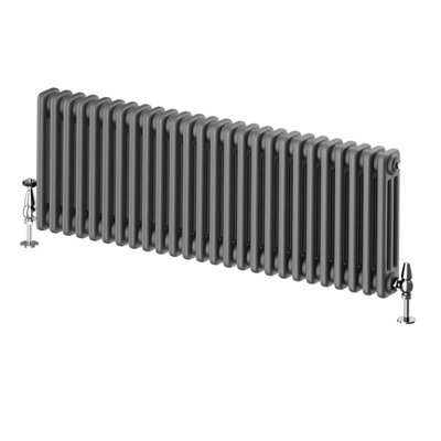 Plum&Clay Braxton Grey Triple Horizontal Column Radiator (H)400mm (W)1190