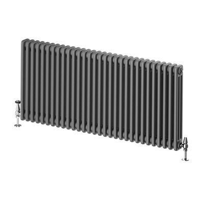 Plum&Clay Braxton Grey Triple Horizontal Column Radiator (H)600mm (W)1370