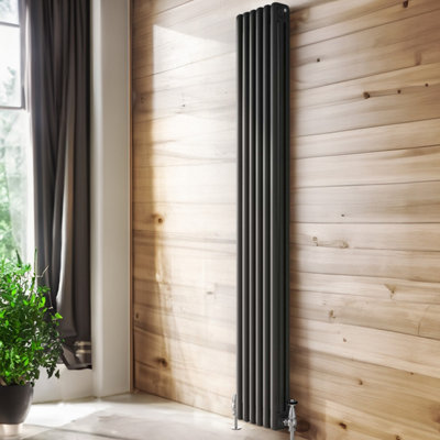 Plum&Clay Braxton Grey Triple Vertical Column Radiator - 1800x290mm