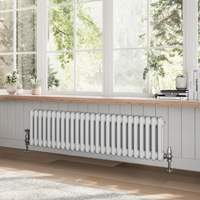 Plum&Clay Braxton White Double Horizontal Column Radiator - 300x1190mm