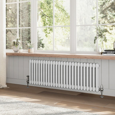 Plum&Clay Braxton White Double Horizontal Column Radiator - 400x1190mm