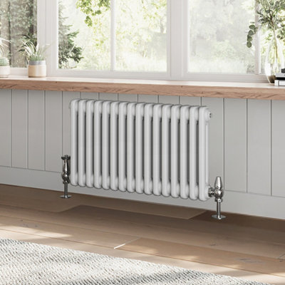 Plum&Clay Braxton White Double Horizontal Column Radiator - 400x785mm