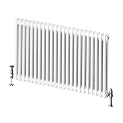 Plum&Clay Braxton White Double Horizontal Column Radiator - 600x1010mm