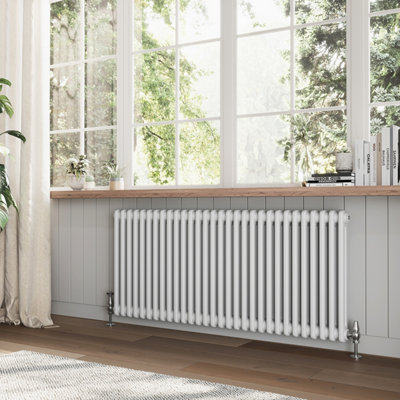 Plum&Clay Braxton White Double Horizontal Column Radiator - 600x1370mm