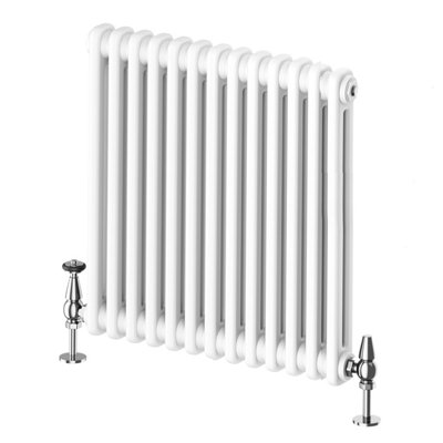 Plum&Clay Braxton White Double Horizontal Column Radiator - 600x605mm