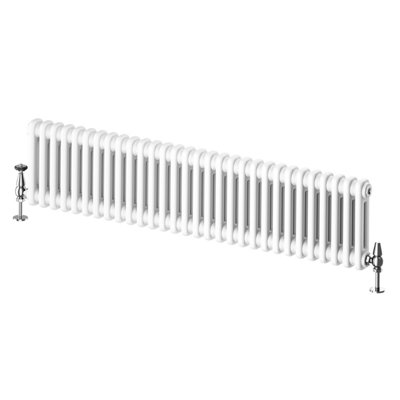 Plum&Clay Braxton White Double Horizontal Column Radiator (H)300mm (W)1370