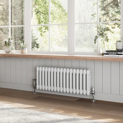 Plum&Clay Braxton White Double Horizontal Column Radiator (H)300mm (W)785