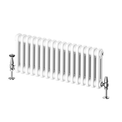 Plum&Clay Braxton White Double Horizontal Column Radiator (H)300mm (W)785