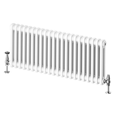 Plum&Clay Braxton White Double Horizontal Column Radiator (H)400mm (W)1010