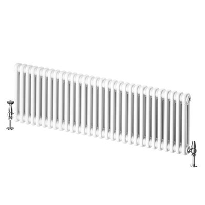 Plum&Clay Braxton White Double Horizontal Column Radiator (H)400mm (W)1370
