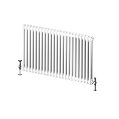 Plum&Clay Braxton White Double Horizontal Column Radiator (H)600mm (W)1010
