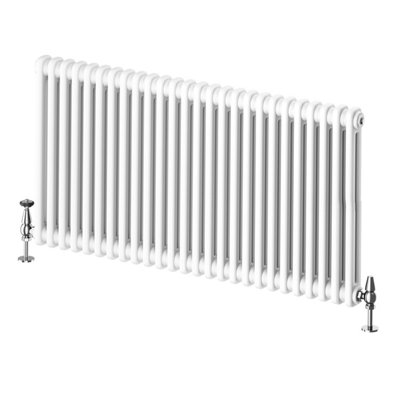 Plum&Clay Braxton White Double Horizontal Column Radiator (H)600mm (W)1190