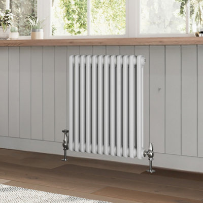 Plum&Clay Braxton White Double Horizontal Column Radiator (H)600mm (W)605