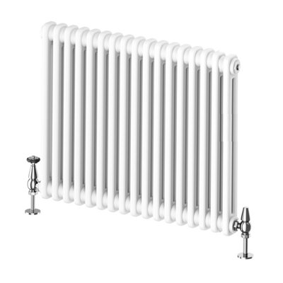 Plum&Clay Braxton White Double Horizontal Column Radiator (H)600mm (W)785