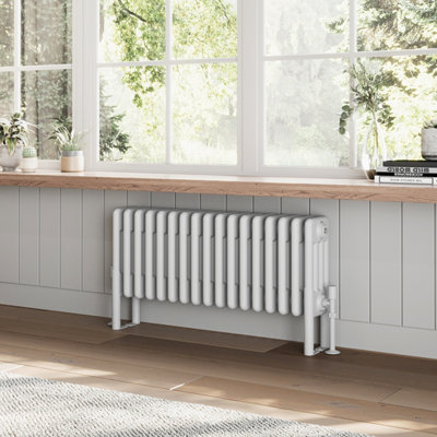 Plum&Clay Braxton White Quadruple Horizontal Column Radiator (H)300mm (W)785
